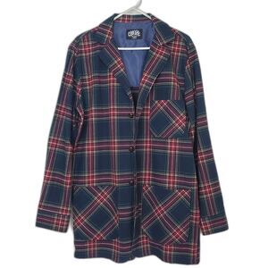 One 24 Rags Womens Plaid Blazer Size L Back To Business Long Sleeve Button Up